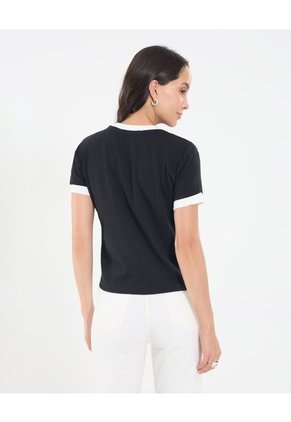 Camiseta Para Mujer Manga Corta Moda Color Negro Marca Ostu #40092597