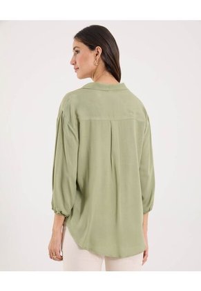 Camisa  Para Mujer Manga 3/4 Color Verde Marca Ostu #40010325