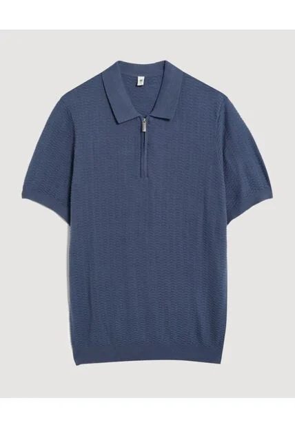 Polo  Para Hombre Cuello Tejido Sin Bolsillo Color Azul Marca Ostu #60110879