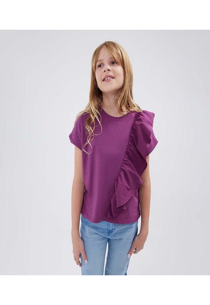 Camiseta Para Niña Manga Corta Color Morado Marca Ostu #90090212