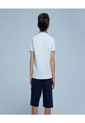Polo Para Niño Manga Corta Color Blanco Marca Ostu #80110080