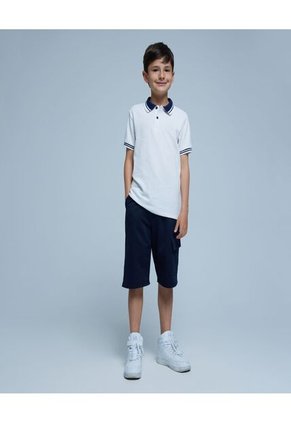 Polo Para Niño Manga Corta Color Blanco Marca Ostu #80110080