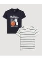 Camiseta X2 Infantil Niño Manga Corta Cuello Redondo Color Beige Marca Ostu #80090308 de Ostu