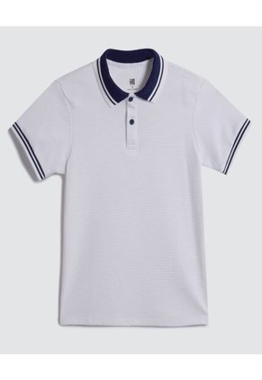 Polo Para Niño Manga Corta Color Blanco Marca Ostu #80110080