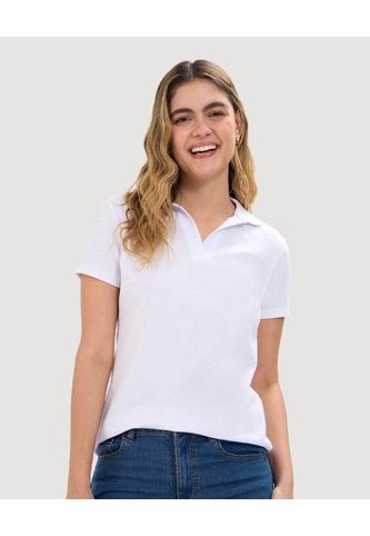 Polo Para Mujer Manga Corta Color Blanco Marca Ostu #40110160 Ostu