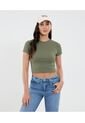 Camiseta Para Mujer Crop Top Manga Corta Color Verde Marca Ostu #40092504 de Ostu