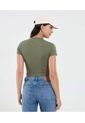 Camiseta Para Mujer Crop Top Manga Corta Color Verde Marca Ostu #40092504 de Ostu
