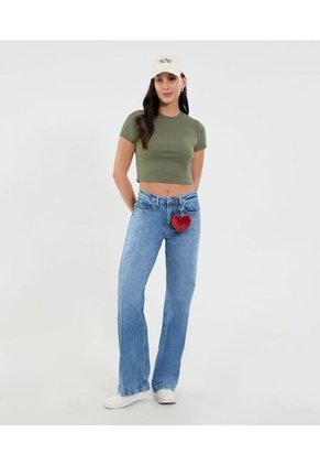 Camiseta Para Mujer Crop Top Manga Corta Color Verde Marca Ostu #40092504