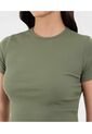 Camiseta Para Mujer Crop Top Manga Corta Color Verde Marca Ostu #40092504 de Ostu