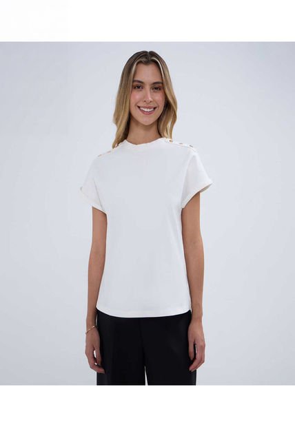 Blusa Para Mujer Manga Corta Color Crema Marca Ostu #40121041