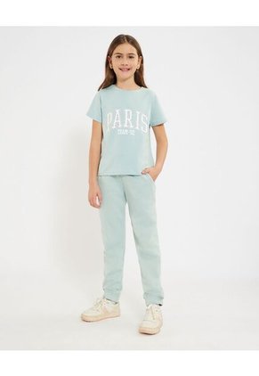 Pantalón Infantil Niña Jogger Color Verde Marca Ostu #90070067