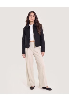 Pantalón Wide Leg Resortado  Para Mujer Beige Ostu