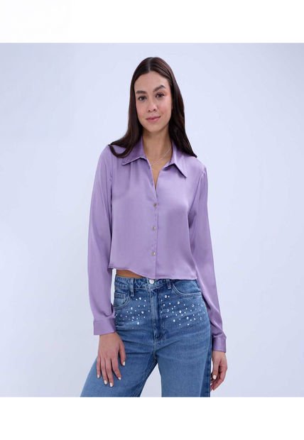 Camisa Para Mujer Manga Larga Color Lila  Marca Ostu #40010212