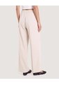 Pantalón Wide Leg Resortado  Para Mujer Beige Ostu de Ostu
