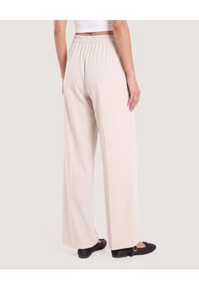 Pantalón Wide Leg Resortado  Para Mujer Beige Ostu