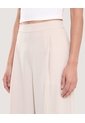 Pantalón Wide Leg Resortado  Para Mujer Beige Ostu de Ostu