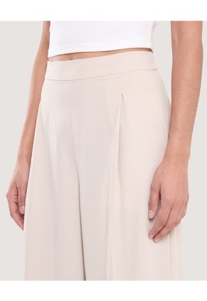 Pantalón Wide Leg Resortado  Para Mujer Beige Ostu
