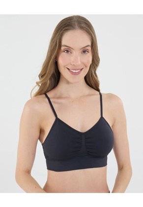 Top Para Mujer Seamless Sin Copas Color Negro Marca Ostu #40220401