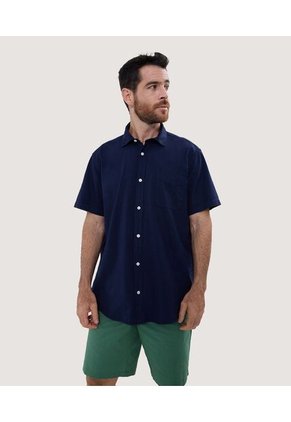 Camisa Para Hombre Manga Corta Con Bolsillo Color Azul  Marca Ostu #60010660