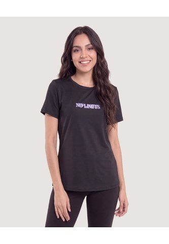 Camiseta Manga Corta Con Screen-Deportivo  Para Mujer Negro Ostu Ostu