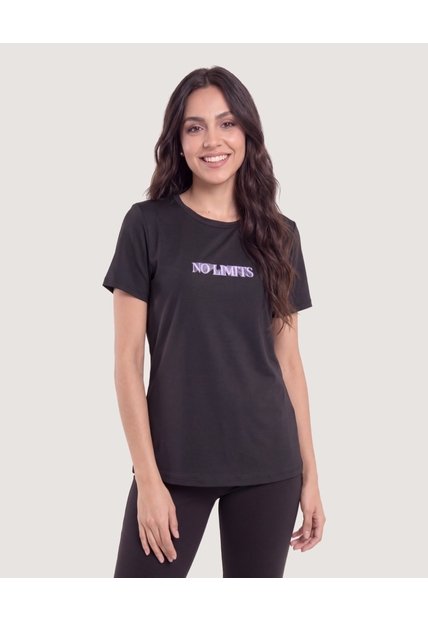 Camiseta Manga Corta Con Screen-Deportivo  Para Mujer Negro Ostu