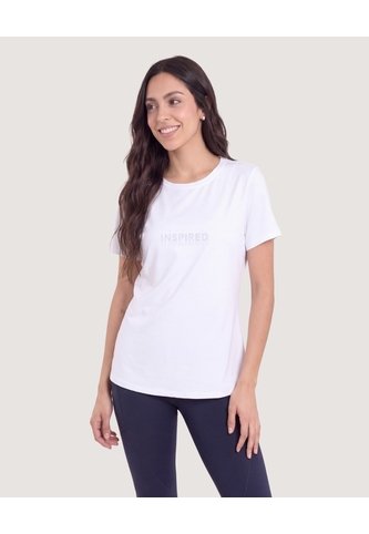 Camiseta Manga Corta Con Screen-Deportivo  Para Mujer Blanco Ostu Ostu