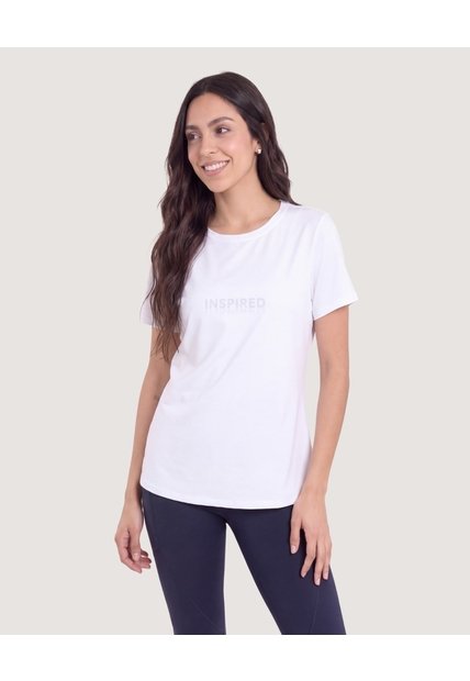 Camiseta Manga Corta Con Screen-Deportivo  Para Mujer Blanco Ostu