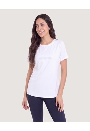Camiseta Manga Corta Con Screen-Deportivo Para Mujer Blanco Ostu