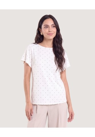 Camiseta Con Vuelos Estampada  Para Mujer Café Ostu Ostu