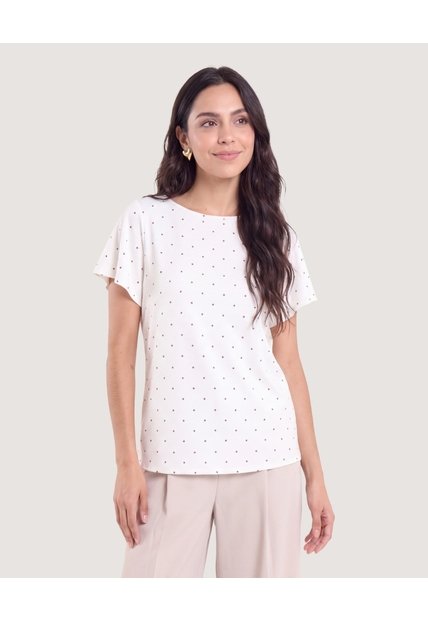 Camiseta Con Vuelos Estampada  Para Mujer Café Ostu