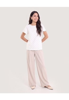 Camiseta Con Vuelos Estampada  Para Mujer Café Ostu