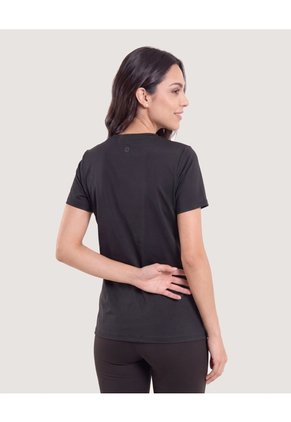 Camiseta Manga Corta Con Screen-Deportivo  Para Mujer Negro Ostu