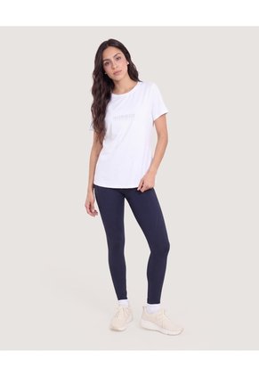 Camiseta Manga Corta Con Screen-Deportivo Para Mujer Blanco Ostu
