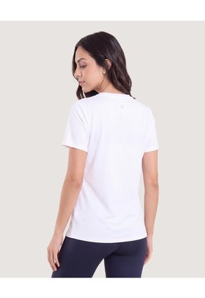 Camiseta Manga Corta Con Screen-Deportivo Para Mujer Blanco Ostu