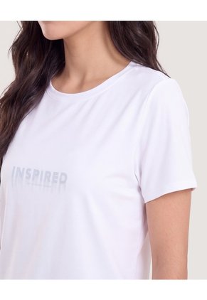 Camiseta Manga Corta Con Screen-Deportivo Para Mujer Blanco Ostu