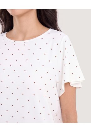 Camiseta Con Vuelos Estampada  Para Mujer Café Ostu