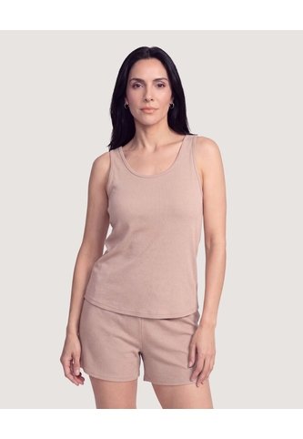 Pijama Tank Top Comfort  Para Mujer Beige Ostu Ostu