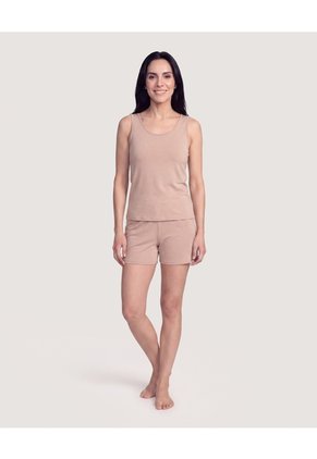 Pijama Tank Top Comfort  Para Mujer Beige Ostu
