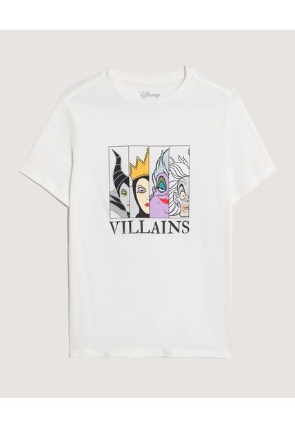 Camiseta Villanas Disney  Para Mujer Crema Ostu