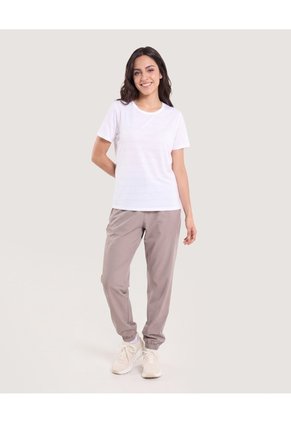 Pantalón Deportivo Plano Jogger  Para Mujer Beige Ostu