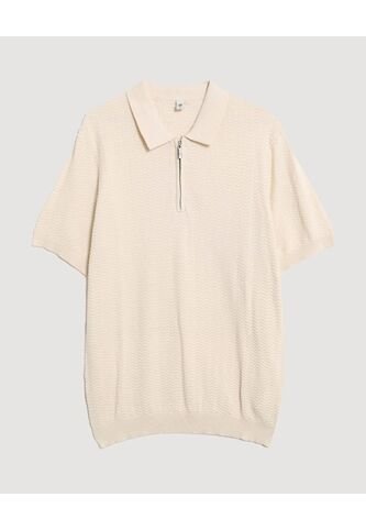 Polo  Para Hombre Cuello Tejido Sin Bolsillo Color Crema Marca Ostu #60110879 Ostu