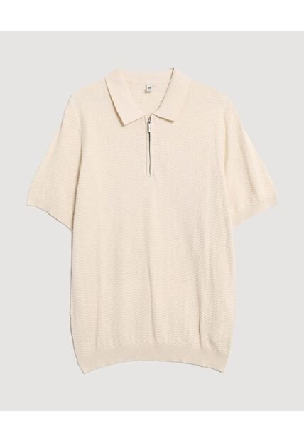 Polo  Para Hombre Cuello Tejido Sin Bolsillo Color Crema Marca Ostu #60110879