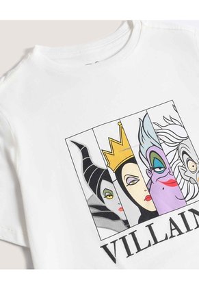 Camiseta Villanas Disney  Para Mujer Crema Ostu