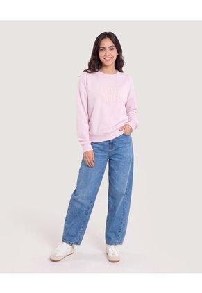 Buzo Estampado Cuello Redondo Para Mujer Lila Ostu