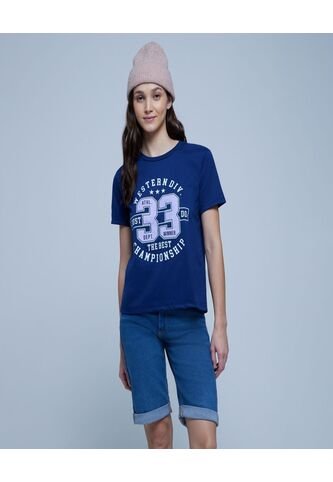 Camiseta Para Mujer Manga Corta Color Azul  Marca Ostu #40092049 Ostu