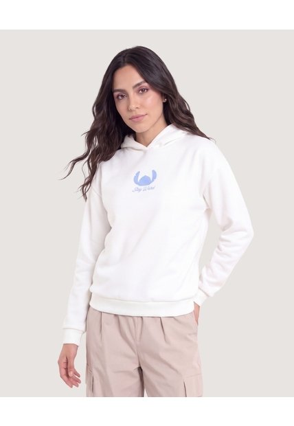 Buzo Hoodie Stitch  Para Mujer Crema Ostu