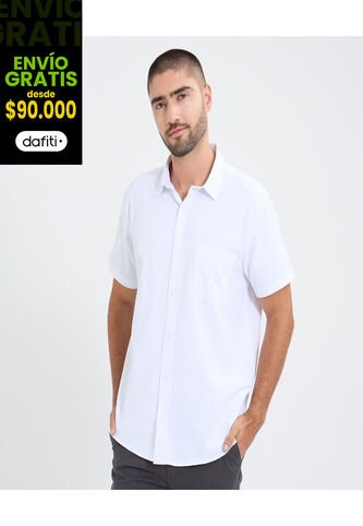 Camisa Para Hombre Manga Corta Con Bolsillo Cuello Casual M Color Blanco Marca Ostu #60010823 Ostu