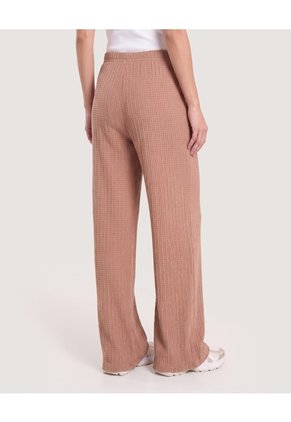 Pantalón Wide Leg Texturizado Para Mujer Camel Ostu