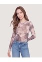 Camiseta Manga Larga En Mesh  Para Mujer Negro Ostu de Ostu