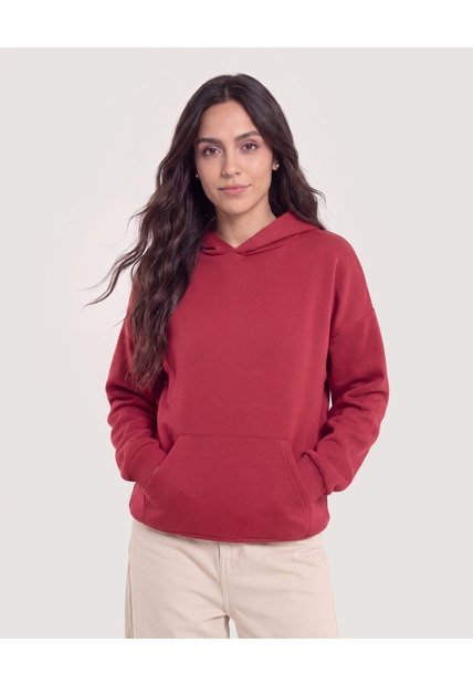 Buzo Hoodie Screen Espalda  Para Mujer Vino Ostu
